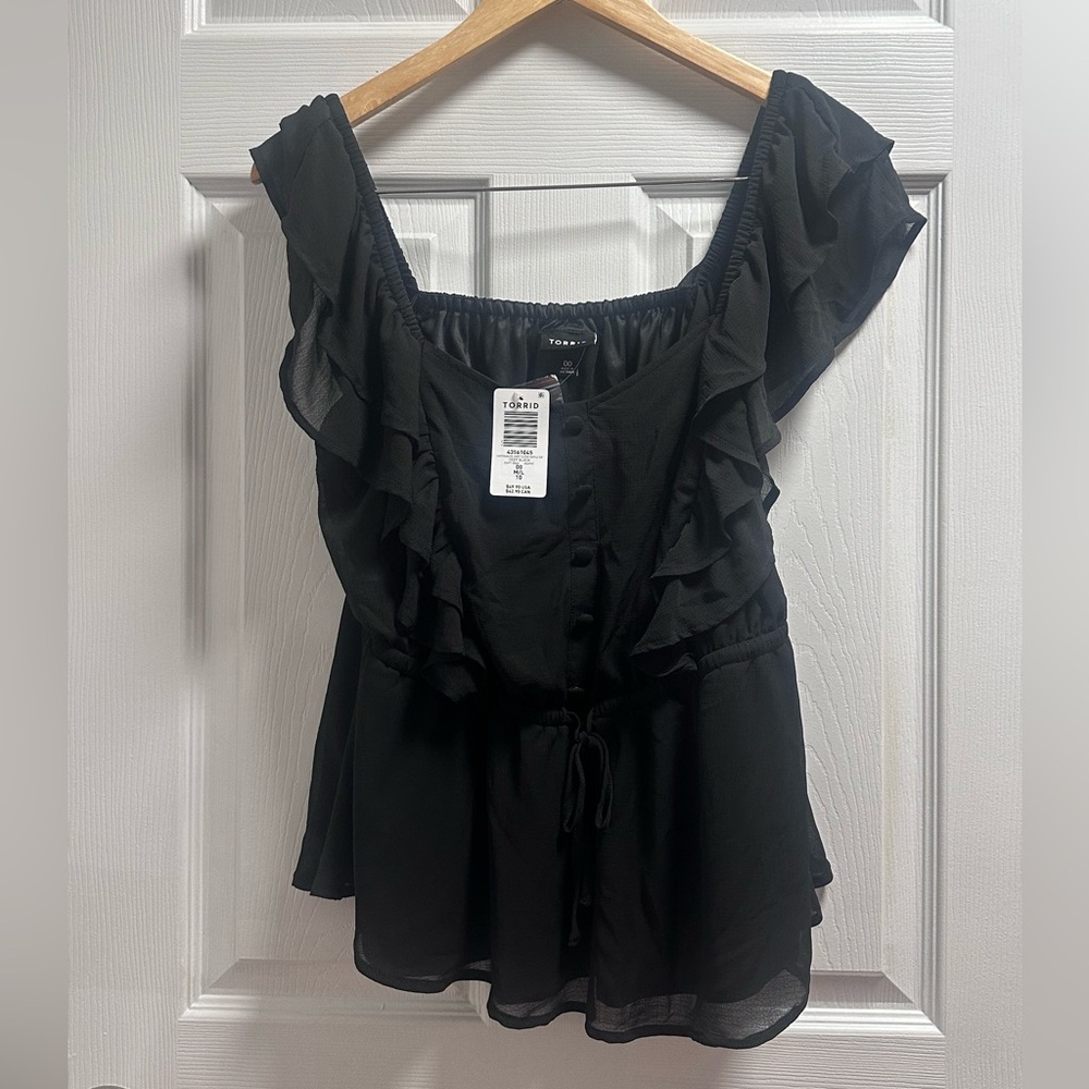 torrid Black Ruffle Peplum Blouse